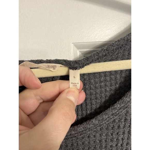 Soft Surroundings Top Womens Large Gray Waffle Knit Button Adjustable Side - Picture 5 of 10